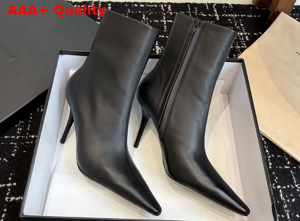Saint Laurent Ashley Booties in Smooth Leather Black Replica