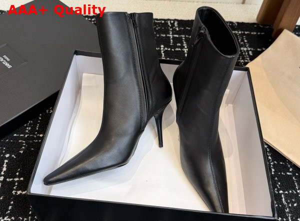 Saint Laurent Ashley Booties in Smooth Leather Black Replica