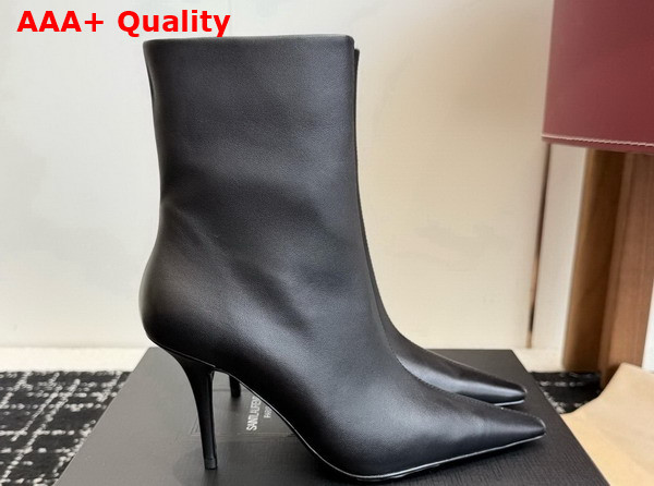 Saint Laurent Ashley Booties in Smooth Leather Black Replica