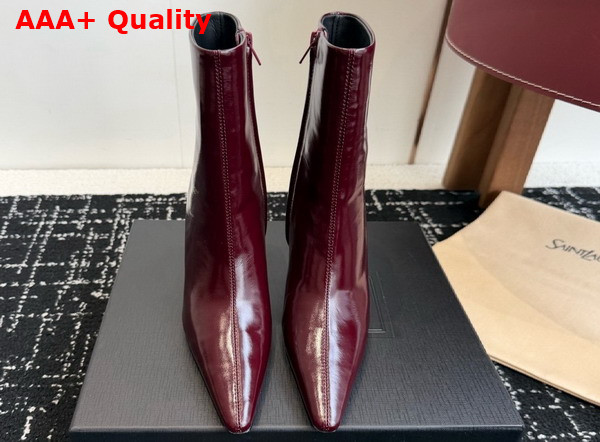 Saint Laurent Ashley Booties in Vintage Bordeaux Smooth Leather Replica