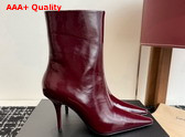 Saint Laurent Ashley Booties in Vintage Bordeaux Smooth Leather Replica