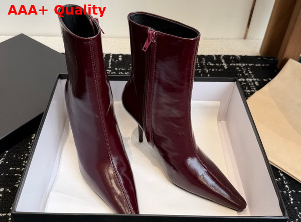 Saint Laurent Ashley Booties in Vintage Bordeaux Smooth Leather Replica