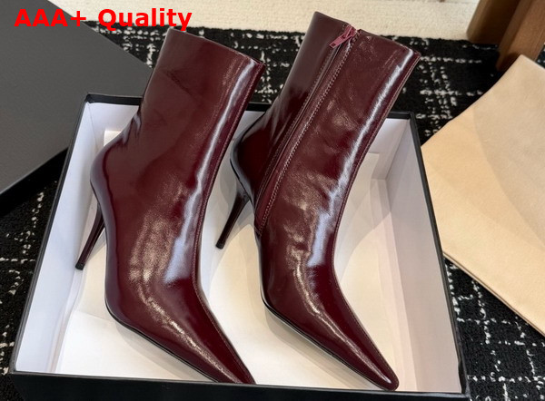 Saint Laurent Ashley Booties in Vintage Bordeaux Smooth Leather Replica