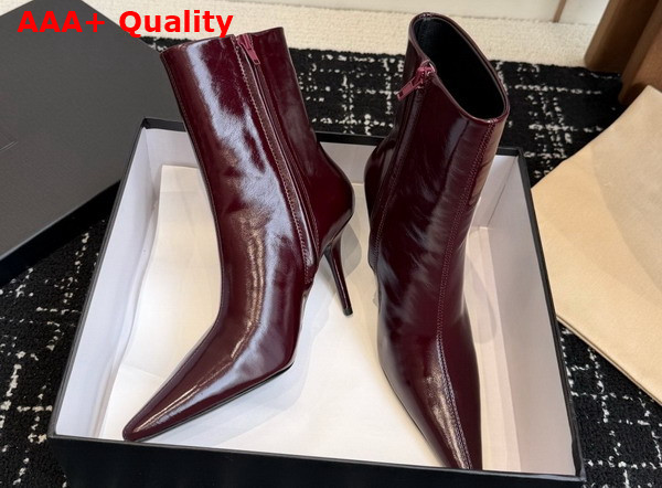 Saint Laurent Ashley Booties in Vintage Bordeaux Smooth Leather Replica