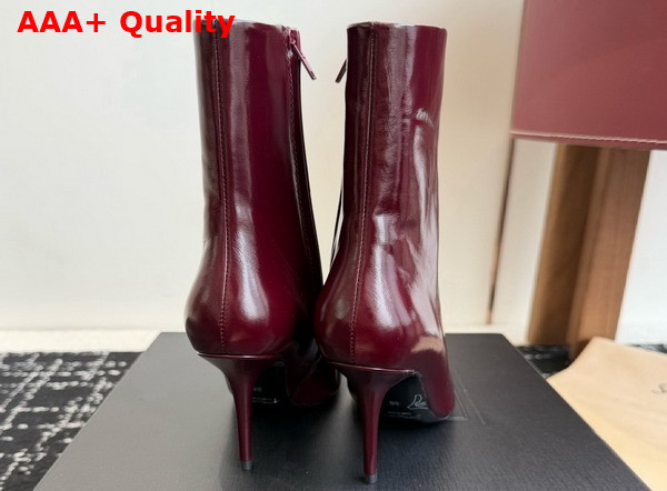 Saint Laurent Ashley Booties in Vintage Bordeaux Smooth Leather Replica