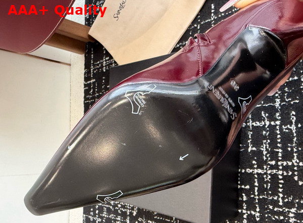 Saint Laurent Ashley Booties in Vintage Bordeaux Smooth Leather Replica
