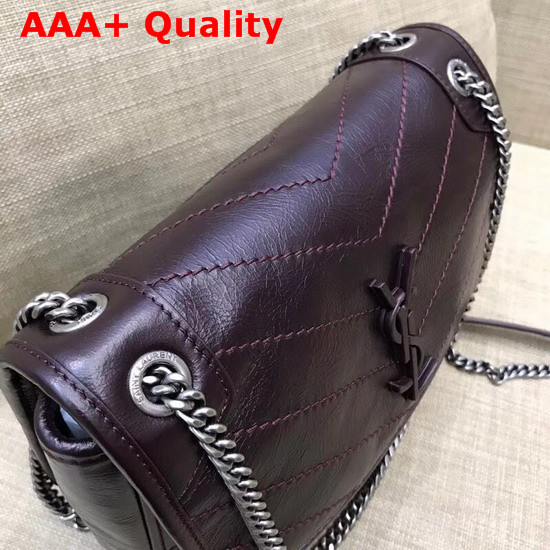 Saint Laurent Baby Niki Chain Bag in Burgundy Replica