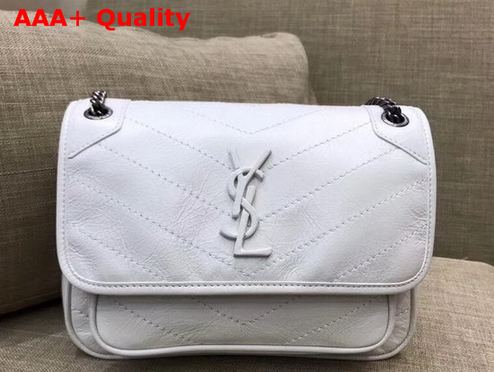 Saint Laurent Baby Niki Chain Bag in White Real Leather Replica