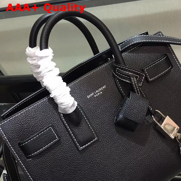 Saint Laurent Baby Sac De Jour Souple Bag in Black Grained Leather Replica