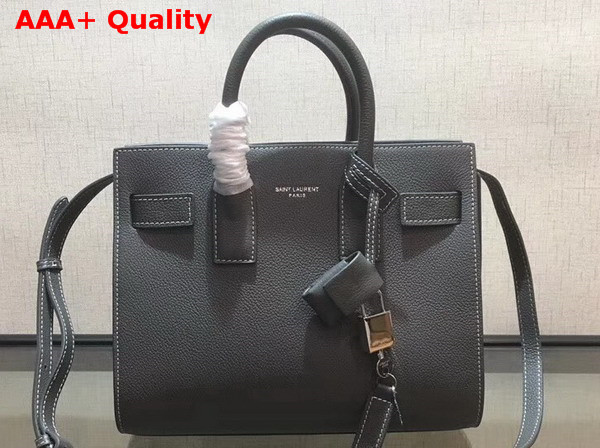 Saint Laurent Baby Sac De Jour Souple Bag in Grey Grained Leather Replica