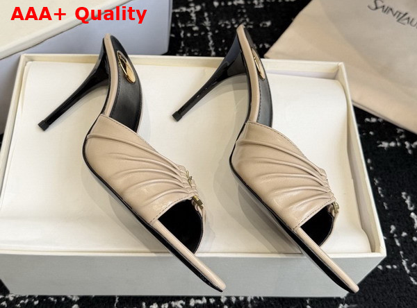 Saint Laurent Babylone Mules in Beige Smooth Leather Replica