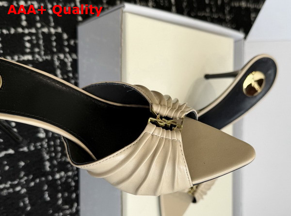 Saint Laurent Babylone Mules in Beige Smooth Leather Replica