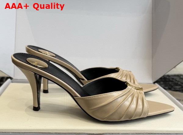 Saint Laurent Babylone Mules in Beige Smooth Leather Replica