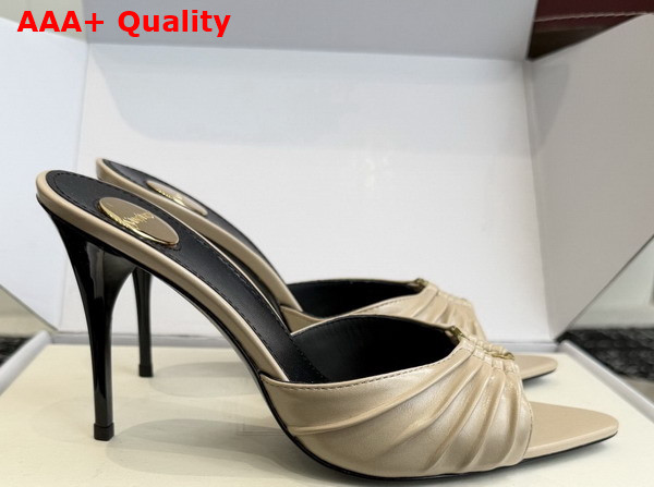 Saint Laurent Babylone Mules in Beige Smooth Leather Replica