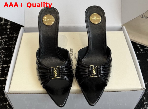 Saint Laurent Babylone Mules in Black Smooth Leather Replica