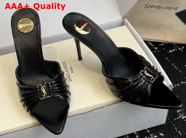 Saint Laurent Babylone Mules in Black Smooth Leather Replica