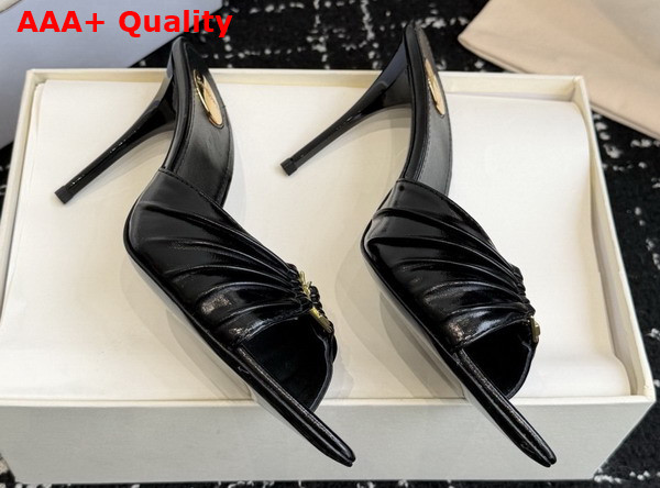 Saint Laurent Babylone Mules in Black Smooth Leather Replica