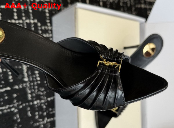Saint Laurent Babylone Mules in Black Smooth Leather Replica