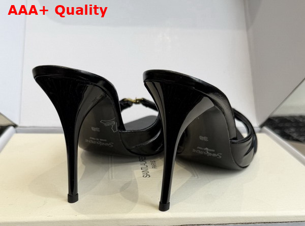 Saint Laurent Babylone Mules in Black Smooth Leather Replica