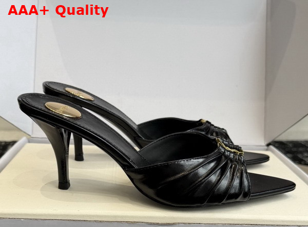 Saint Laurent Babylone Mules in Black Smooth Leather Replica