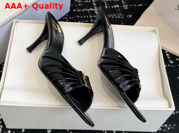 Saint Laurent Babylone Mules in Black Smooth Leather Replica