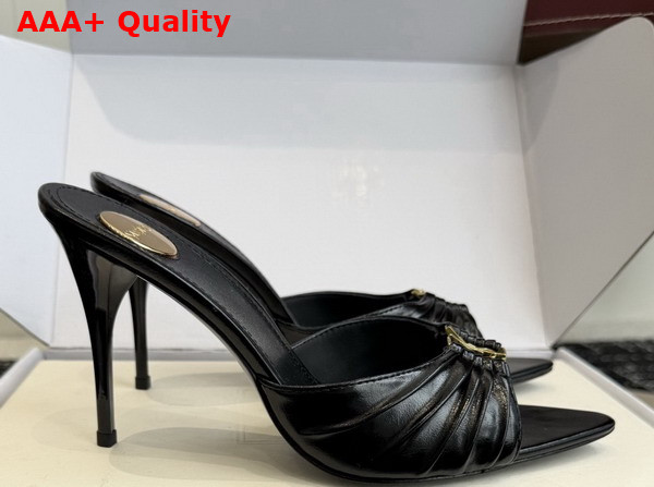 Saint Laurent Babylone Mules in Black Smooth Leather Replica