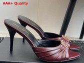 Saint Laurent Babylone Mules in Bordeaux Smooth Leather Replica
