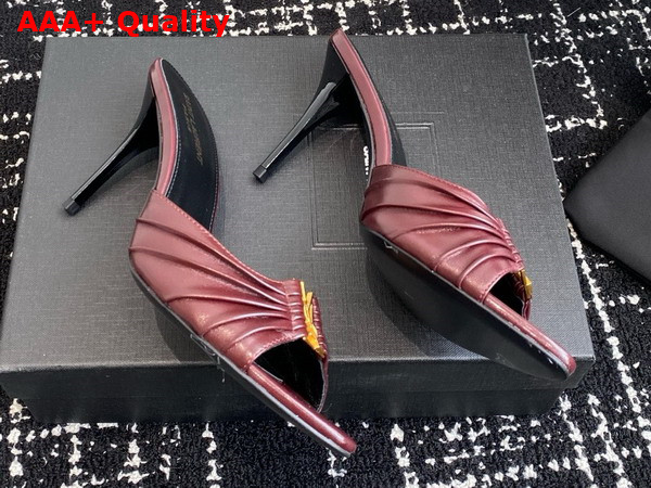 Saint Laurent Babylone Mules in Bordeaux Smooth Leather Replica