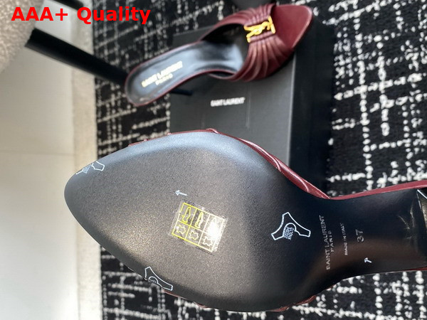 Saint Laurent Babylone Mules in Bordeaux Smooth Leather Replica
