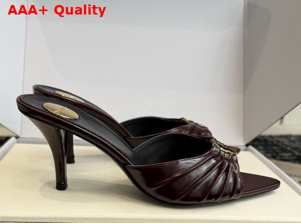 Saint Laurent Babylone Mules in Bordeaux Smooth Leather Replica