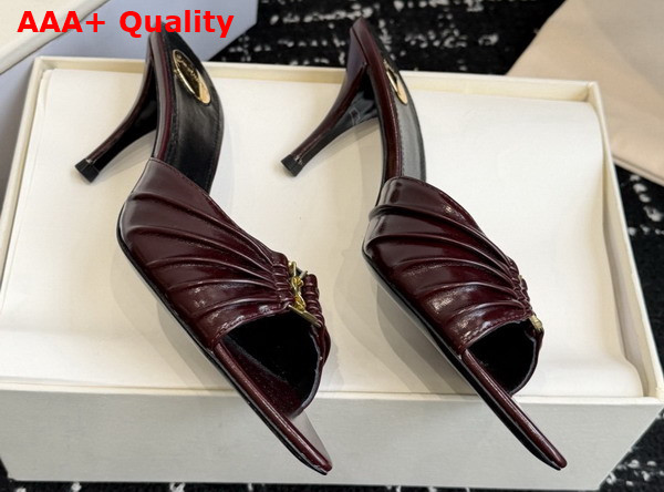 Saint Laurent Babylone Mules in Bordeaux Smooth Leather Replica