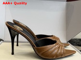 Saint Laurent Babylone Mules in Brown Smooth Leather Replica