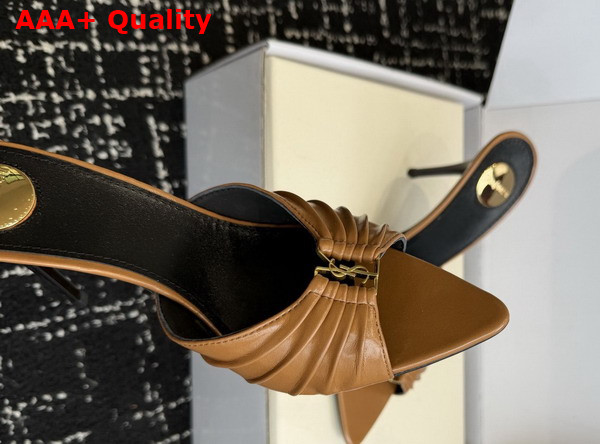 Saint Laurent Babylone Mules in Brown Smooth Leather Replica