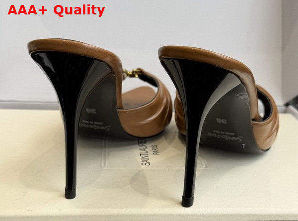 Saint Laurent Babylone Mules in Brown Smooth Leather Replica