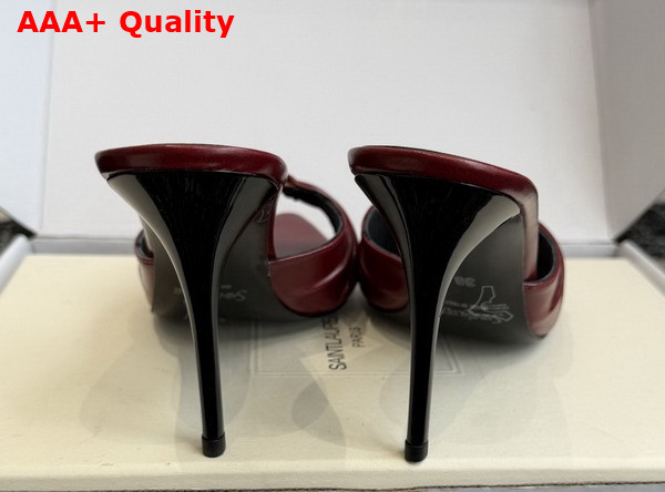 Saint Laurent Babylone Mules in Burgundy Smooth Leather Replica