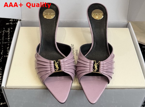Saint Laurent Babylone Mules in Lilac Smooth Leather Replica