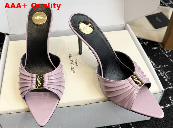 Saint Laurent Babylone Mules in Lilac Smooth Leather Replica