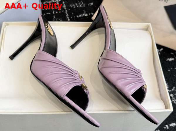 Saint Laurent Babylone Mules in Lilac Smooth Leather Replica