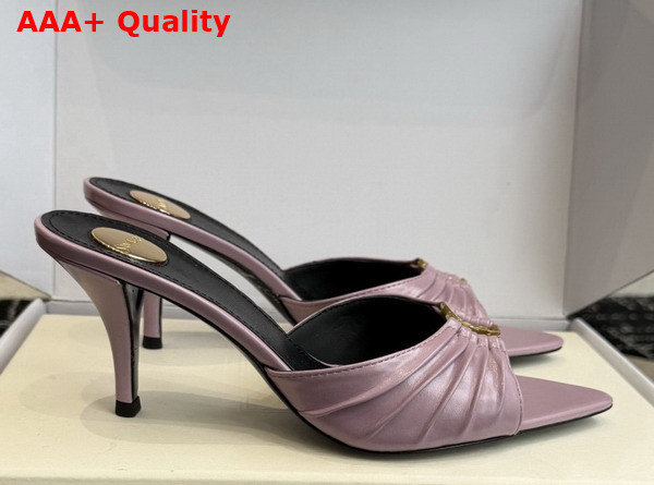 Saint Laurent Babylone Mules in Lilac Smooth Leather Replica