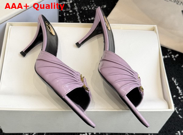 Saint Laurent Babylone Mules in Lilac Smooth Leather Replica