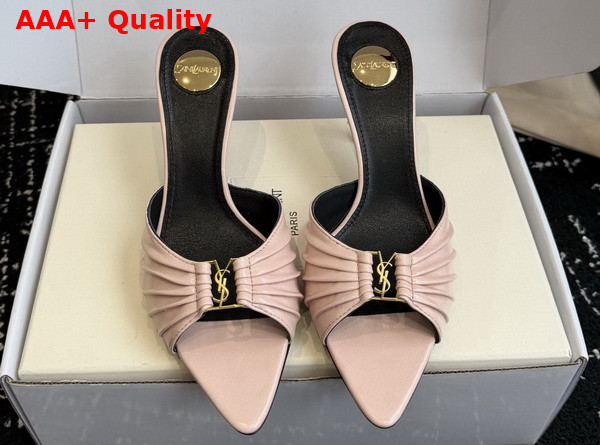 Saint Laurent Babylone Mules in Nude Smooth Leather Replica