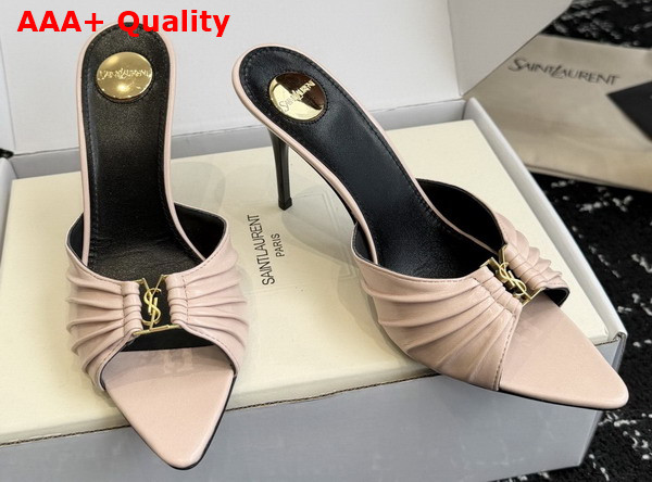 Saint Laurent Babylone Mules in Nude Smooth Leather Replica