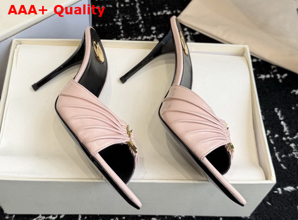 Saint Laurent Babylone Mules in Nude Smooth Leather Replica