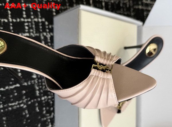 Saint Laurent Babylone Mules in Nude Smooth Leather Replica