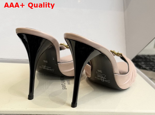Saint Laurent Babylone Mules in Nude Smooth Leather Replica