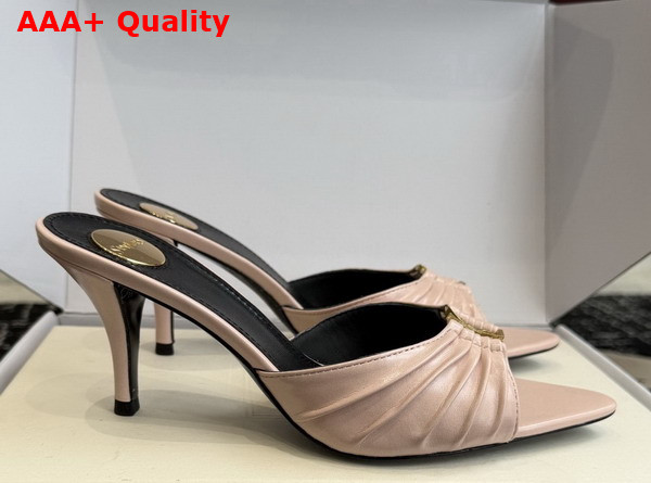 Saint Laurent Babylone Mules in Nude Smooth Leather Replica