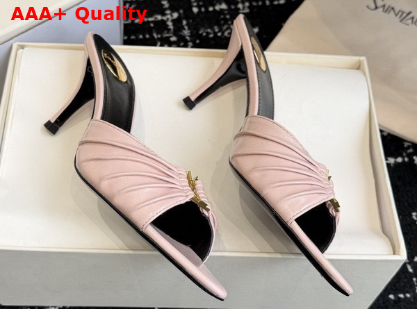 Saint Laurent Babylone Mules in Nude Smooth Leather Replica