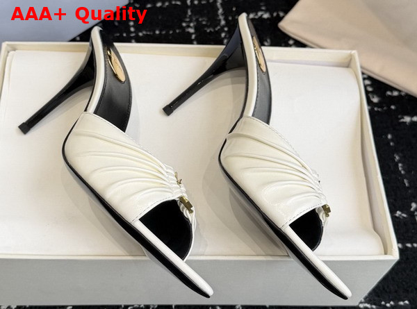 Saint Laurent Babylone Mules in White Smooth Leather Replica