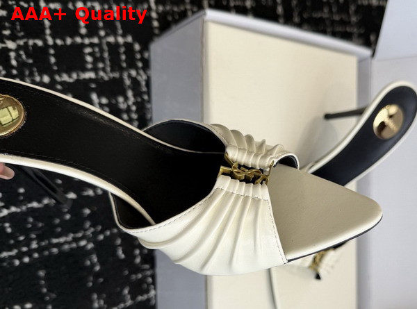 Saint Laurent Babylone Mules in White Smooth Leather Replica