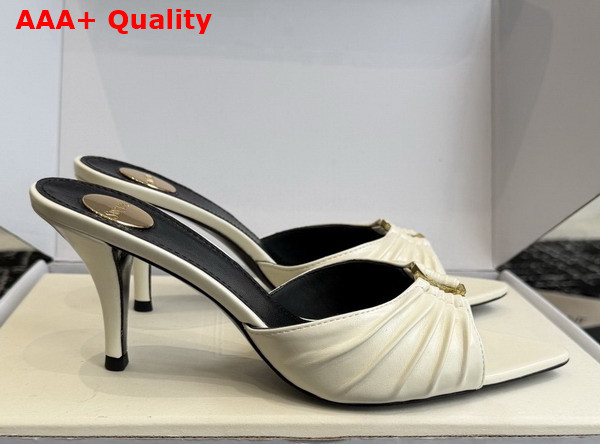 Saint Laurent Babylone Mules in White Smooth Leather Replica